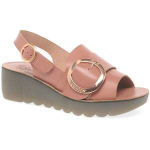 Fly London Yidi Women's Wedge Heel Sandal Pink Sz 37 (US 6) Good Used Condition